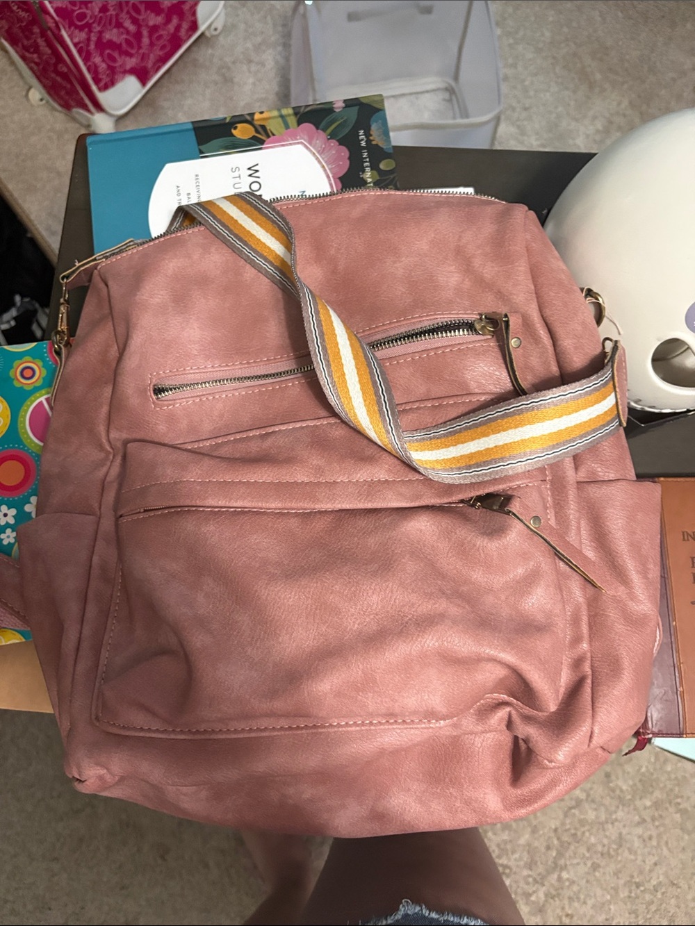 Women's Dusty Rose Crossbody Backpack - Unbranded